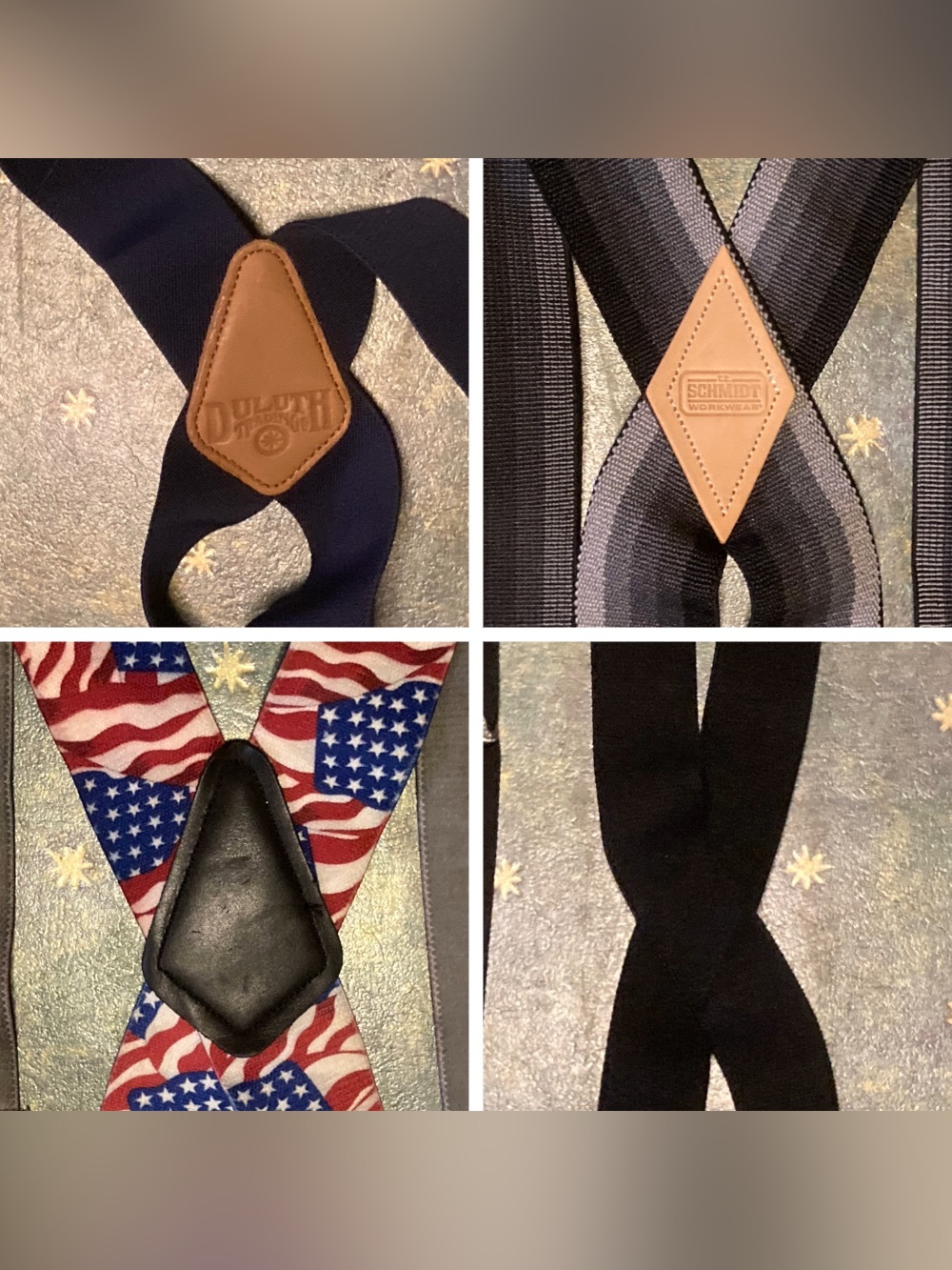 Lot/Bundle 4 pairs workwear suspenders, Duluth Schmidt Patriotic Striped Black - Picture 3 of 8